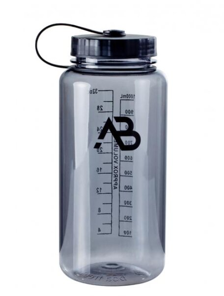 Flasche (Weithals) grau/transparent Graue Trinkflasche 100% Tritan 1,0 Liter