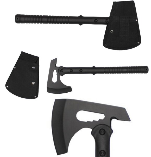 Tomahawk, Tactical schwarz, Kunststoffgriff, Scheide 42cm geschwärzte Oberfläche