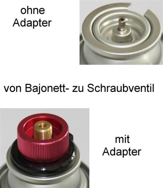 BAHAMA Gaskartuschen-Adapter Bajonett- zu Schraubventil rot