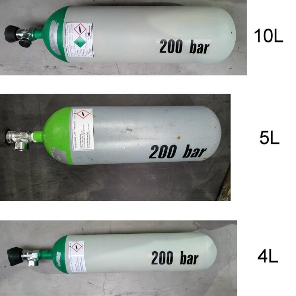 Arbeitsflasche Pressluftflasche Atemluft Flasche 200 bar mit TÜV 10/2032