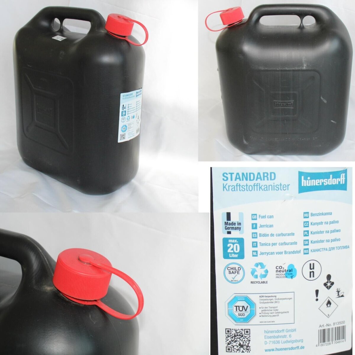Kraftstoff-Kanister STANDARD 20 L, schwarz, HD-PE, UN-Zulassung