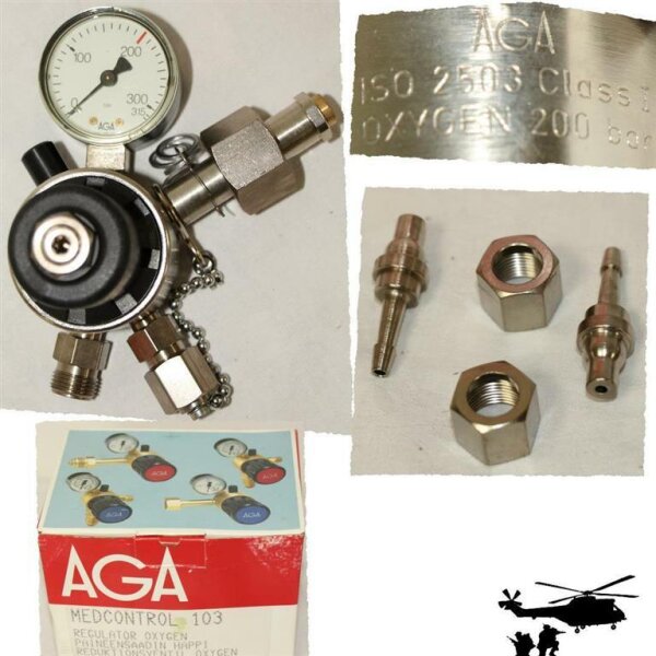 AGA Druckminderer Med Sauerstoff 200bar Iso 2503 Klasse 1  med. O2 Oxygen