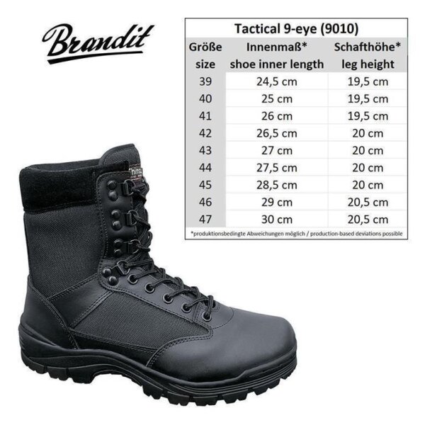 BRANDIT Tactical 9-ey Boots 45