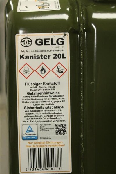 Nato Benzinkanister Kraftstoff Kanister   Stahlblech 20 /10 Liter oliv NEU