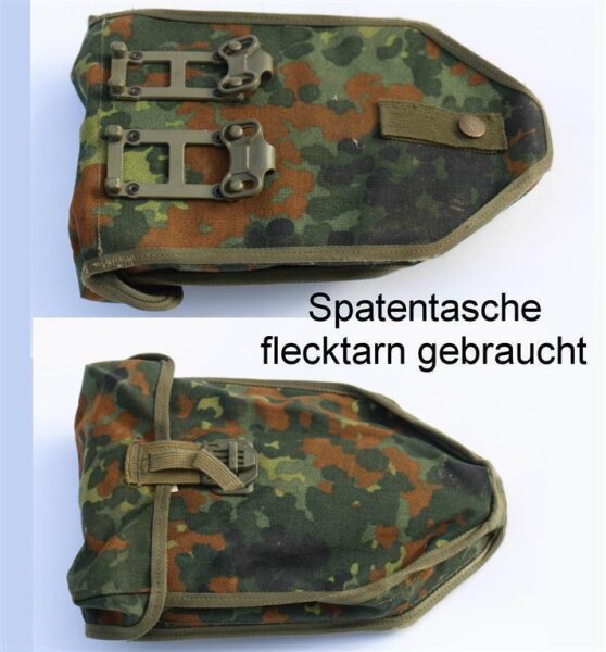 Original Bundeswehr Klappspaten, Spaten, mit Flecktarnhülle Aluminium  BW Spaten